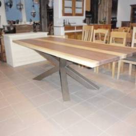 Table noyer pied fer Colmar 0